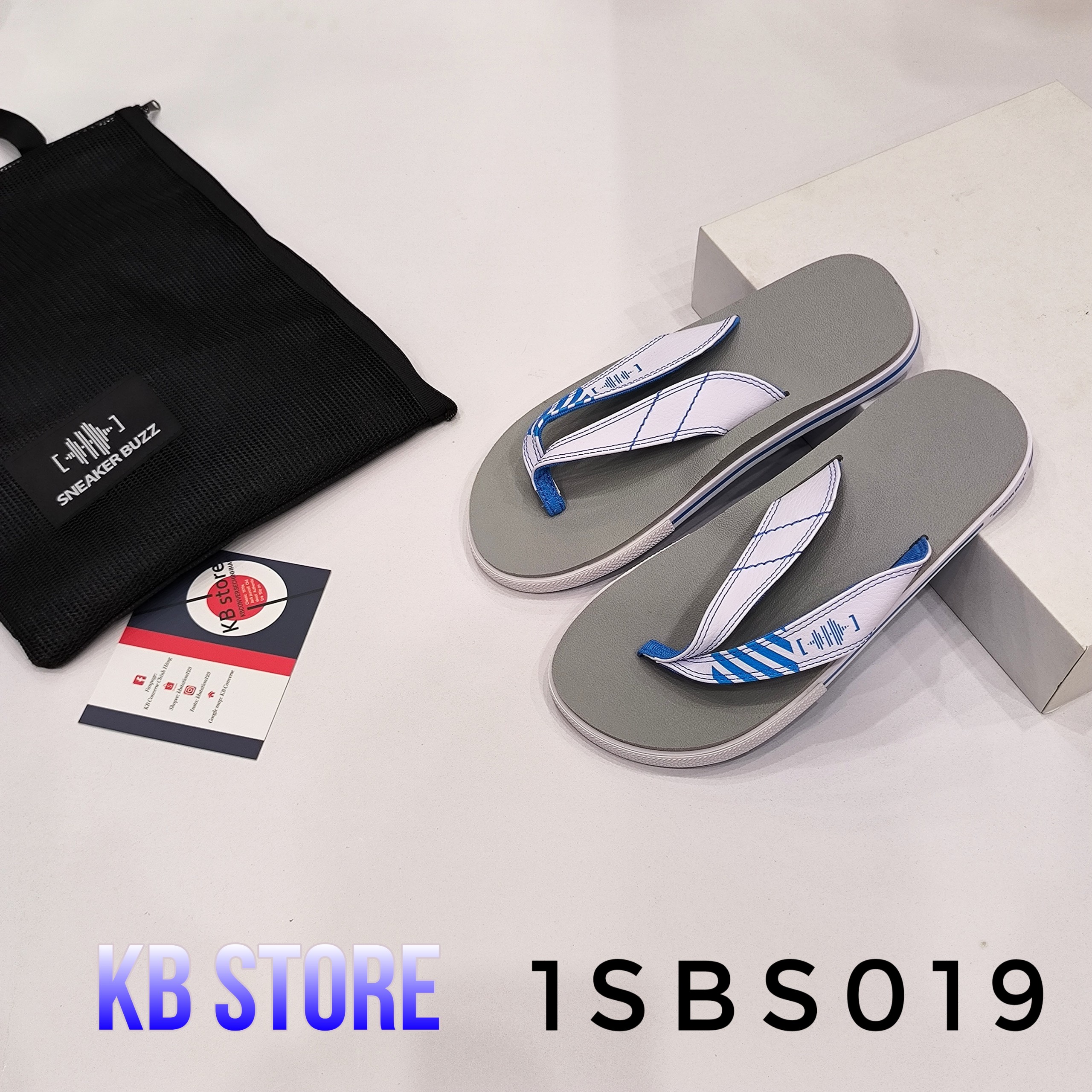 Dép Sneaker Buzz xám quai trắng xỏ ngón 1SBS019