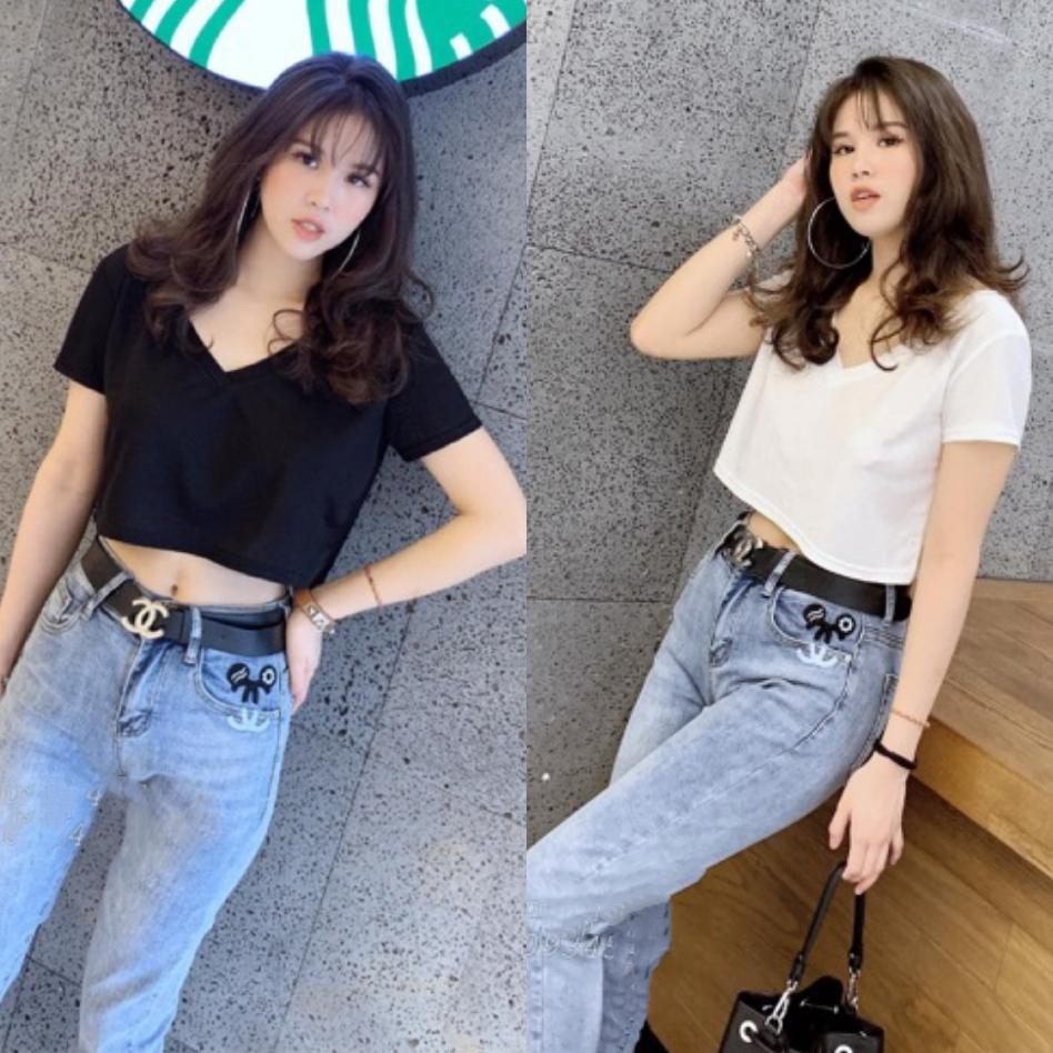 Áo Croptop Cổ Tim Basic Siêu Xinh - ANLY35