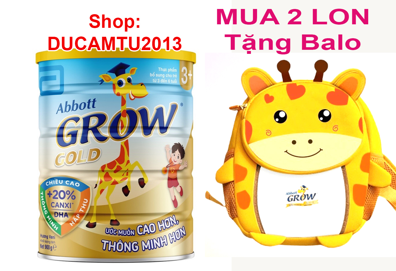 COMBO 2 lon sữa bột Abbott Grow 3+ 900g HSD 12-2024