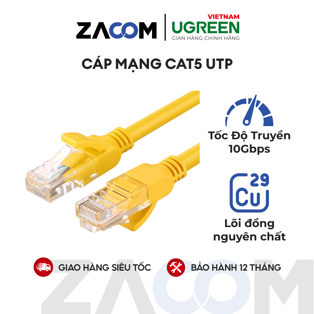 Cáp mạng đúc sẵn 2 đầu cat5 dài 3m ugreen nw103 11232