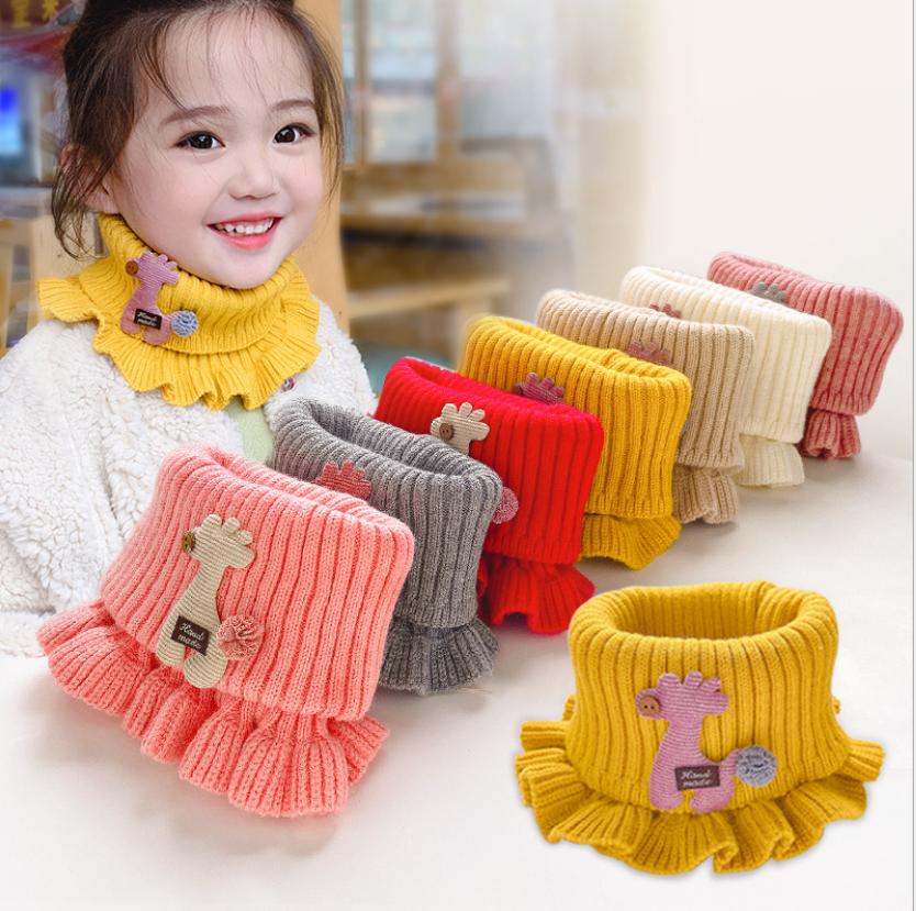 Khăn len ống chất len co giãn họa tiết hươu cho bé 2-15 tuổi
