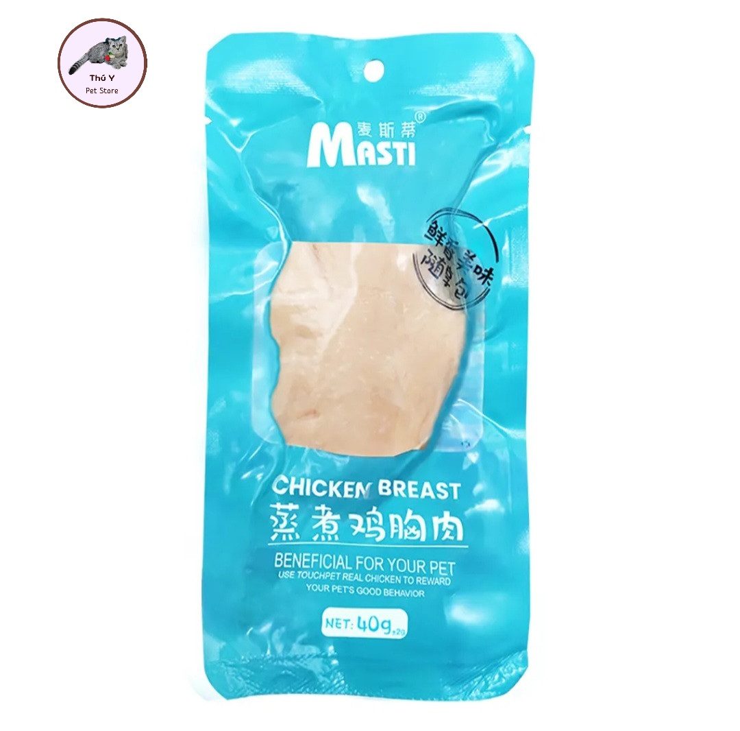 Ức gà hấp ăn liền cho chó mèo Masti 40gr