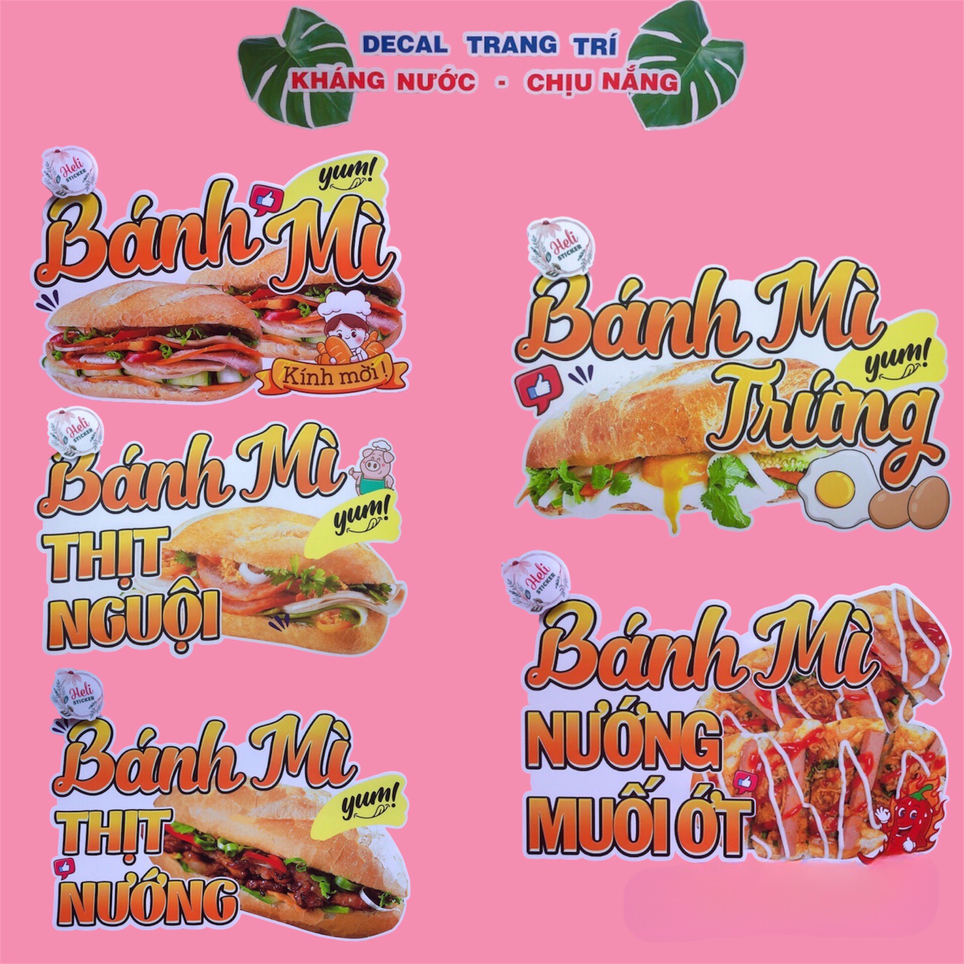 Decal Trang Trí BÁNH MÌ Các Loại ✨ Hình Dán Decor Quán Ăn Vặt, Tiệm Bánh Mì, Bánh Mì Trứng, Bánh Mì 