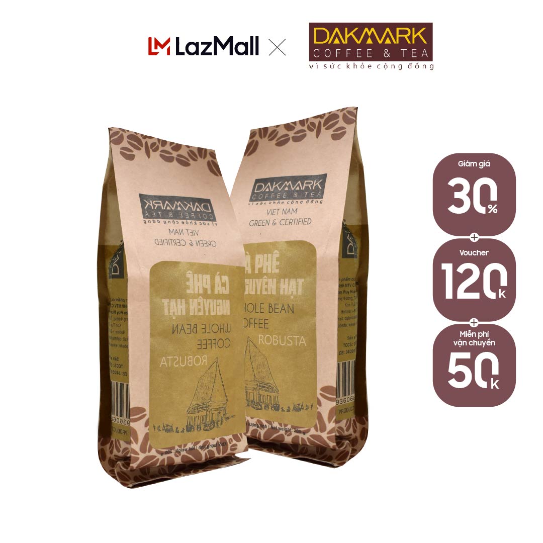COMBO x2 Cà phê Robusta Nguyên hạt DakMark 200g