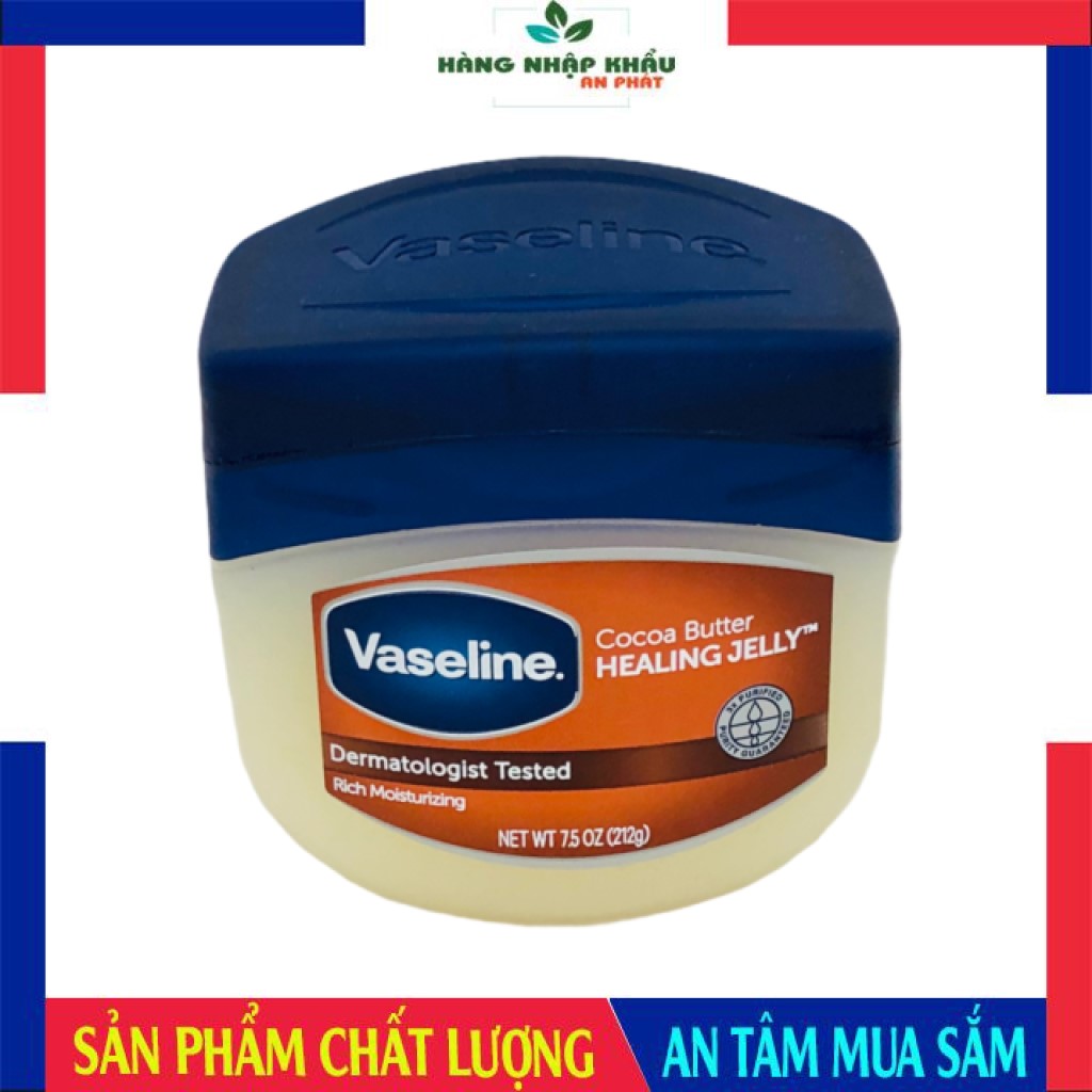 Sáp nẻ Vaseline Petroleum Jelly Cocoa Butter bơ cacao nhập Mỹ, sáp đa năng giảm nứt nẻ gót chân, khuỷu tay 212g