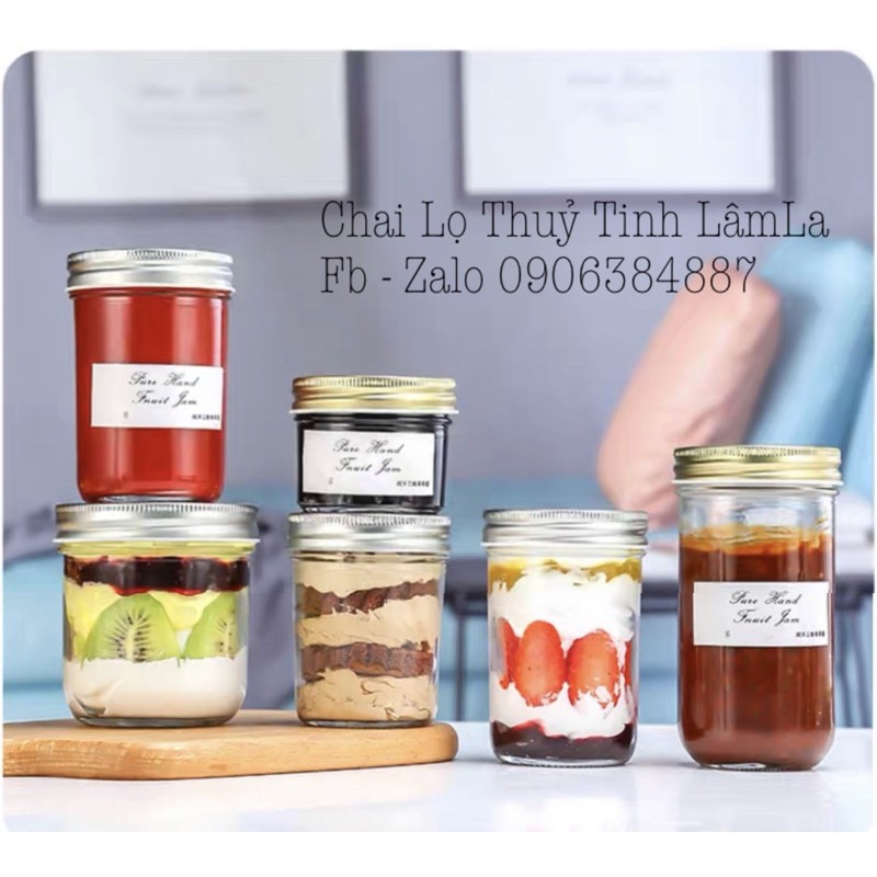 [HCM]Hũ Thuỷ Tinh Mứt JD Nắp Nhôm 100ml 200ml 300ml 400ml | Làm sữa chua bánh plan  mứt trái cây  đựng gia vị