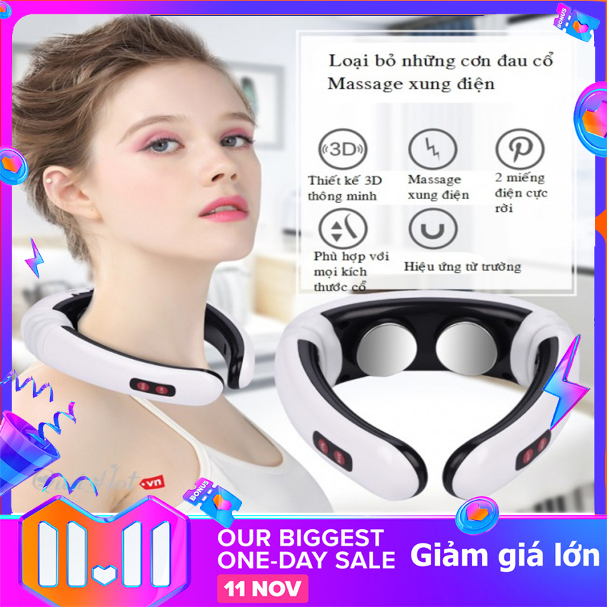 Máy masage gáy chữ c công nghệ nhật bản, máy masage cổ 3d thông minh rung kết hợp xung điện từ trường, xua tan đau nhức vai gáy, lưng - bh toàn quốc -1 đổi 1