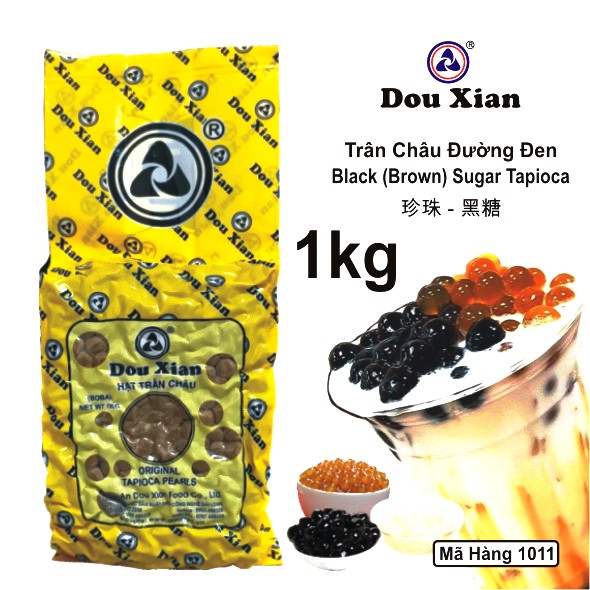 Trân châu đen DOU XIAN túi 1kg - hạt lớn 2.5, đường đen