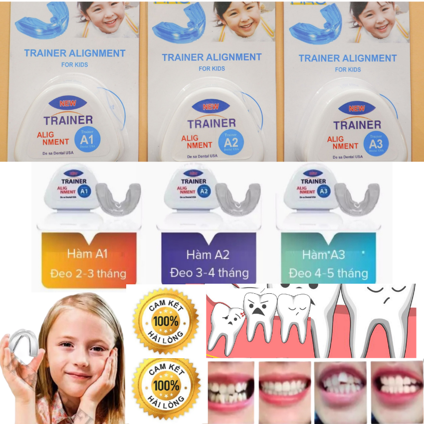 Niềng răng , nẹp răng , combo niềng răng trẻ em, nẹp răng trẻ em combo  đơn hàng gồm [ A1 +A2 +A3] [Tiện lợi dùng tại nhà phù hợp cho các con cả nam và nữ  từ 6 đến 12 và 13 tuổi  có nụ cười xinh ]