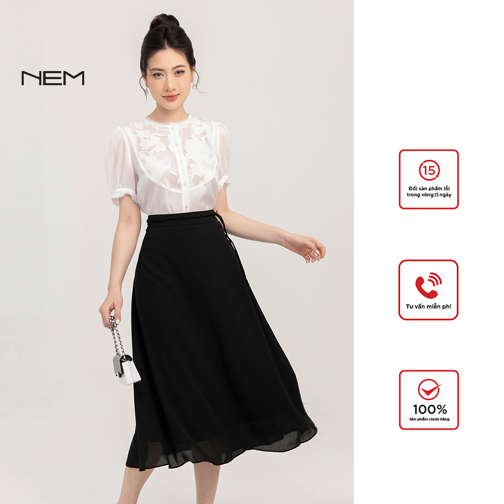 SƠ MI TRẮNG CỐ PHỔI HOA THIẾT KẾ NEM FASHION SM00752