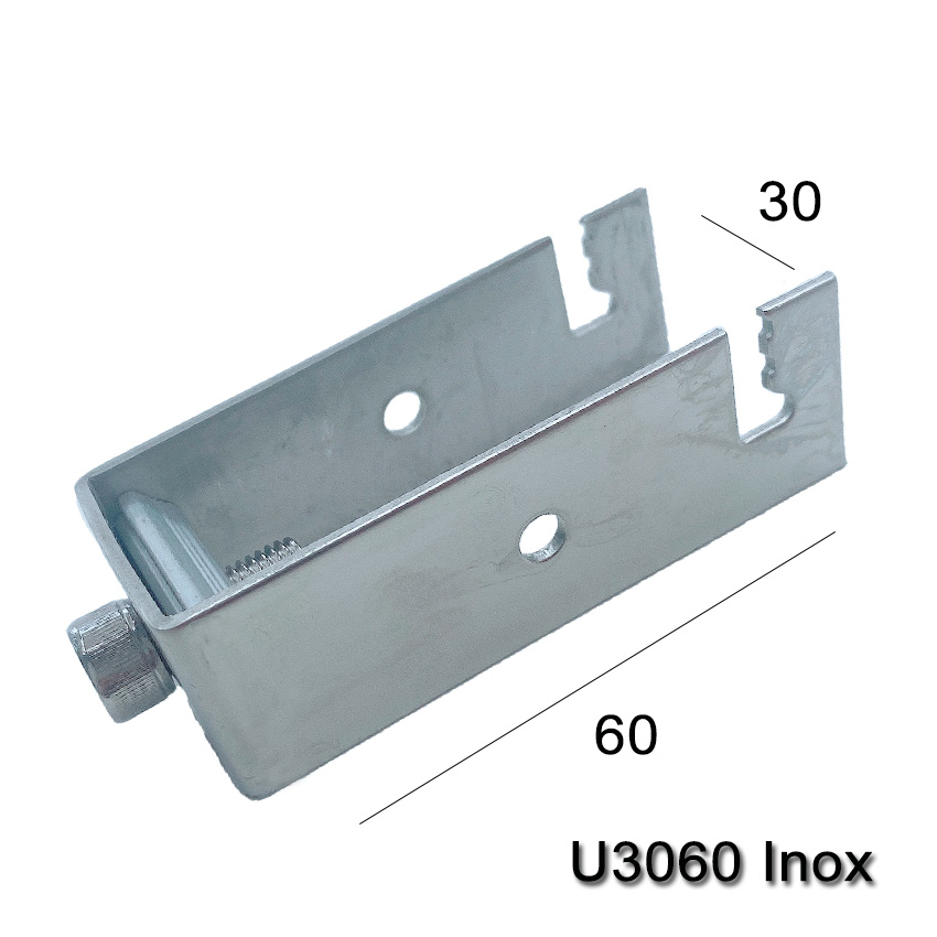 Pát Chữ U 30x60 Pin Năng Lượng Mặt Trời_Kẹp Kín Nước_Inox 304_ Bát Kẹp Dưới Solar