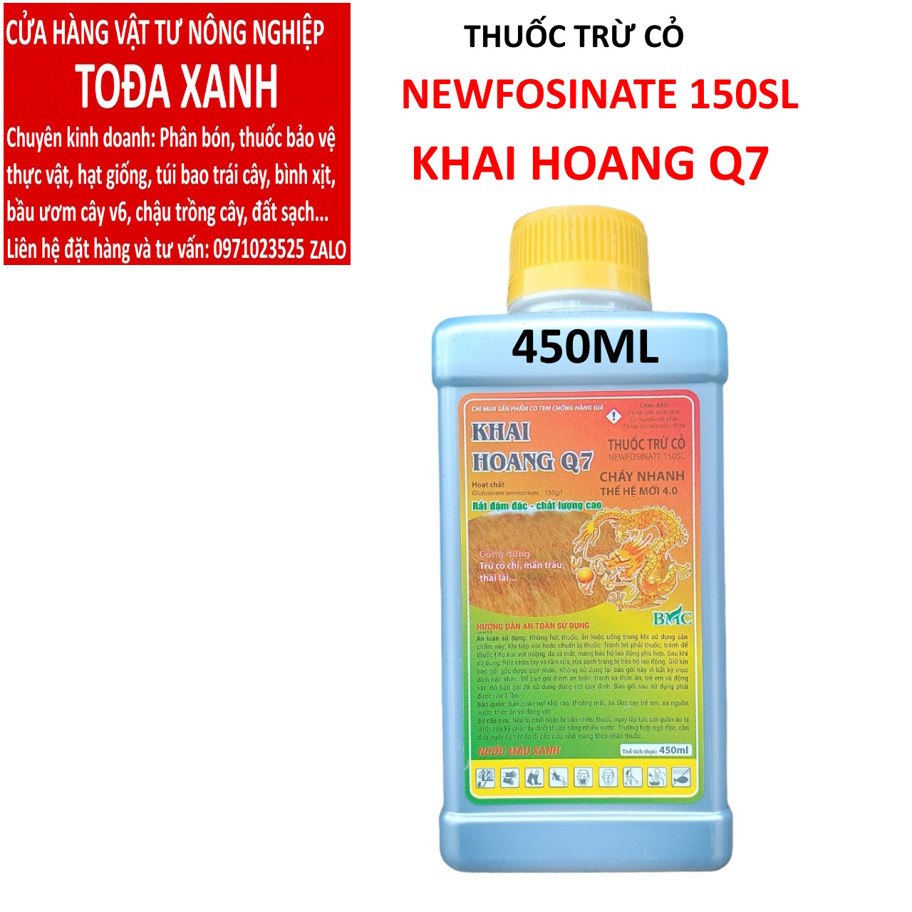 Thuốc trừ cỏ, thuốc diệt cỏ khai hoang q7 chai 450ml