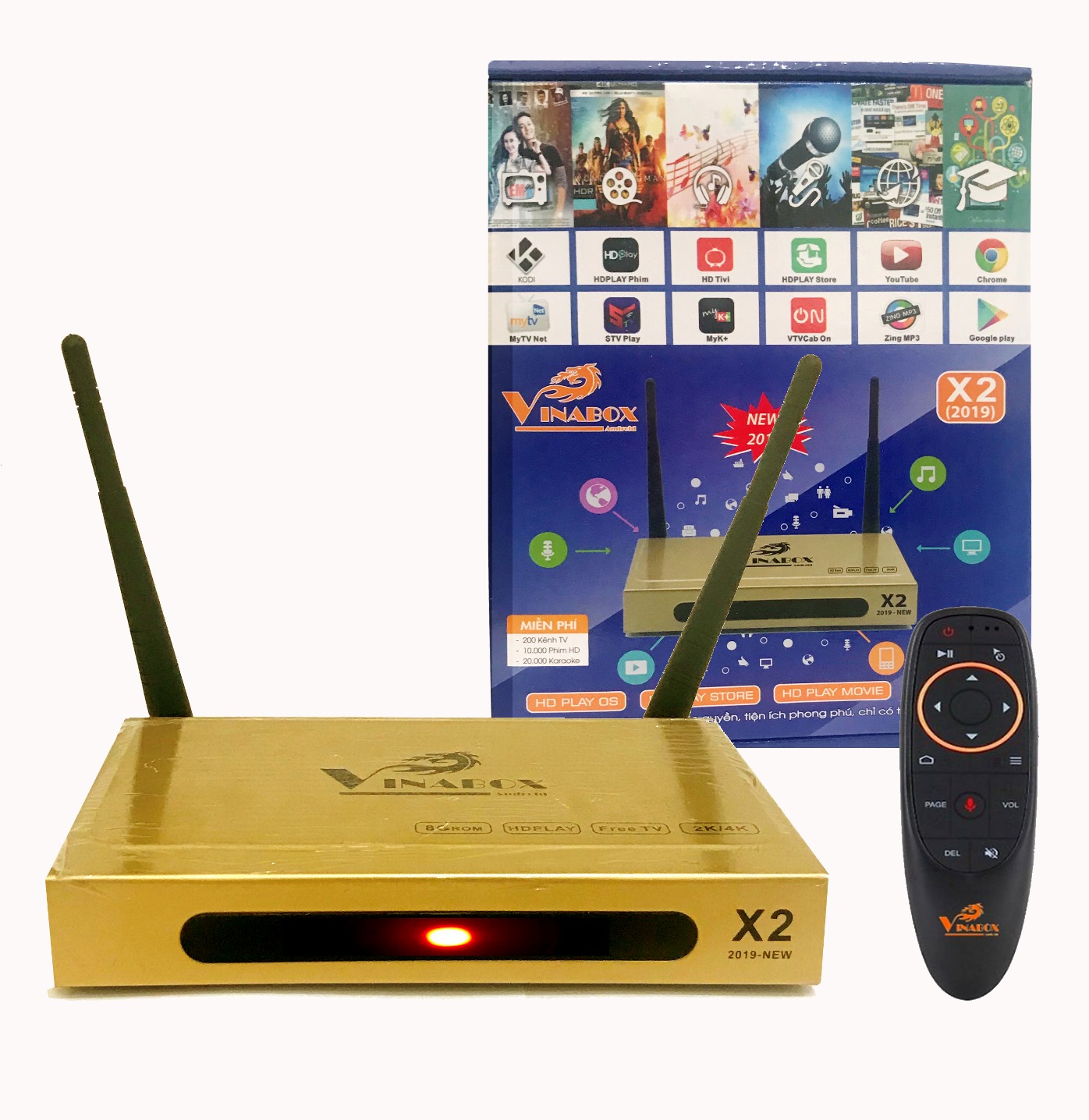 Android TV box Vinabox X2 new - Kèm điều khiển giọng nói , Tặng Tài khoản VTV Cab-on, HDPLAY...