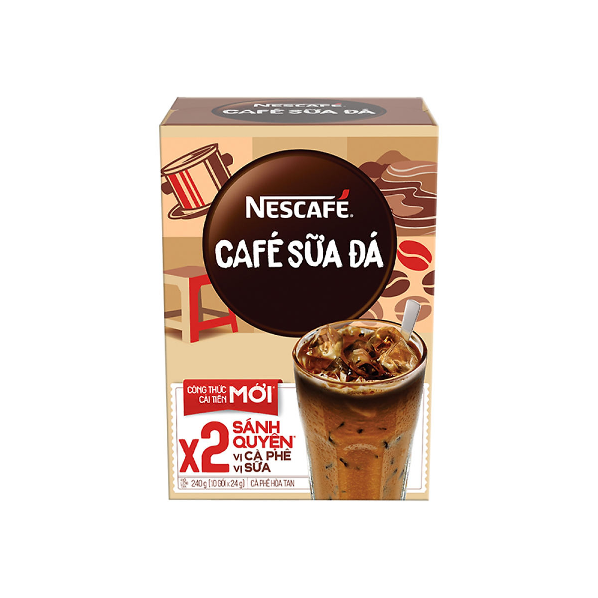 Cà phê sữa hòa tan, cafe Nestcafe 3in1 10 gói x 24gr