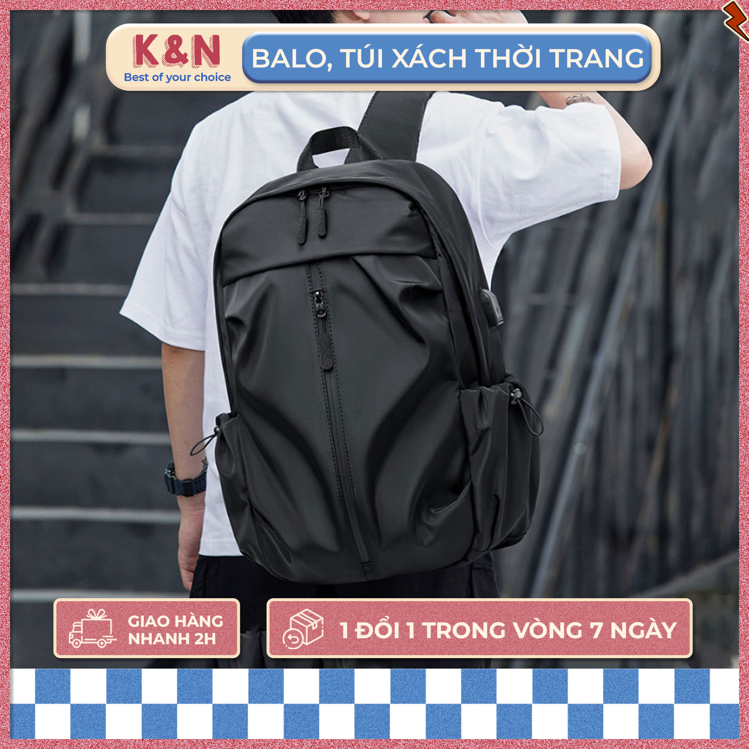 Balo nam balo nam đi học balo nam đi làm balo nam đi chơi balo cao cấp chống nước nhẹ đựng được nhiều đồ - obl163 - k&n store