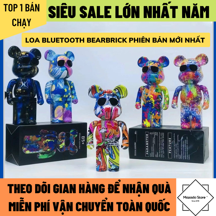 Loa Bluetooth Bearbrick Phiên Bản Mới Âm Thanh Chip 5.0 Hỗ Trợ Thẻ Nhớ Và Cáp AUX Bảo Hành 12 Tháng, , loa bluetooth không dây, loa bluetooth 5.0, Loa bluetooth karaoke