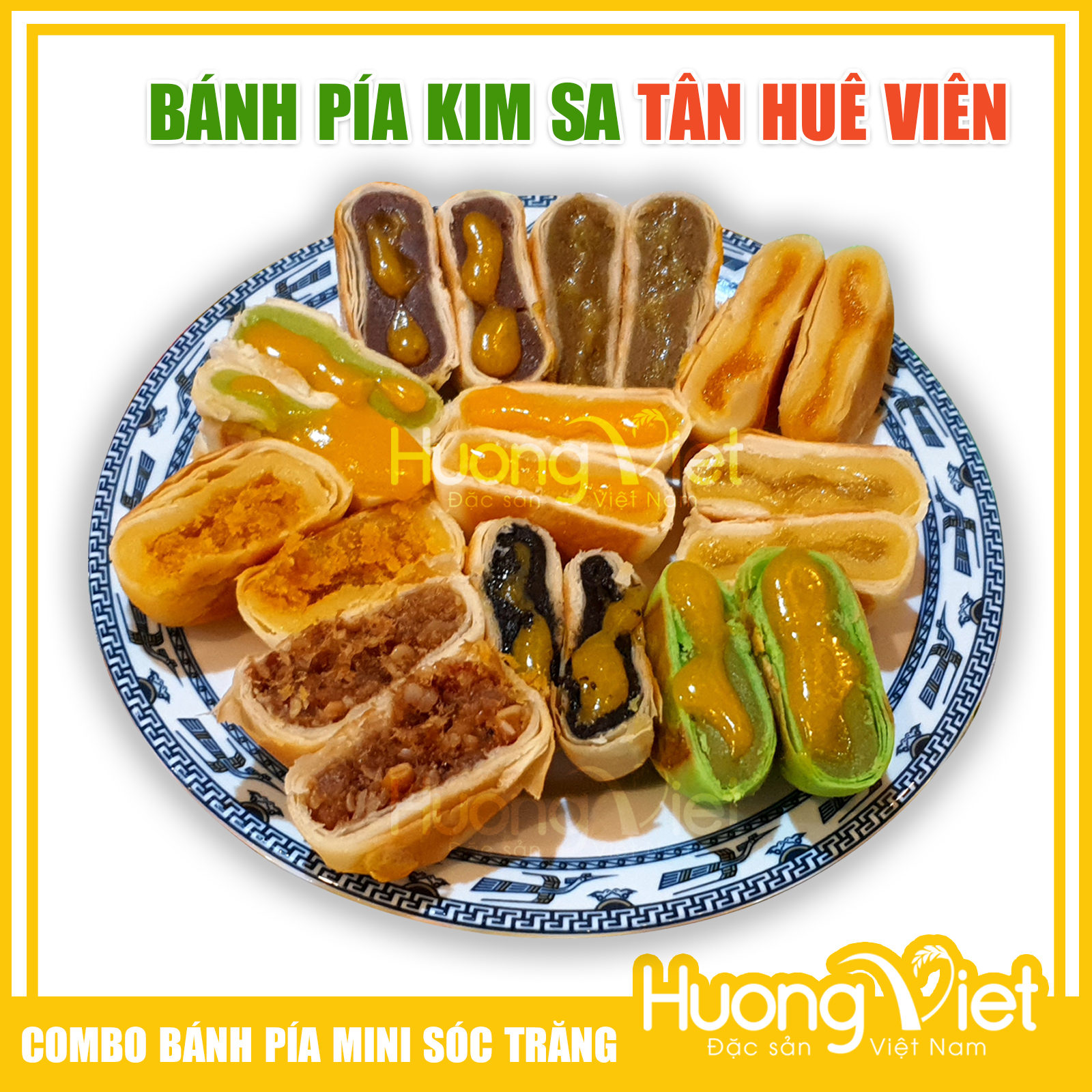 Bánh pía kim sa Tân Huê Viên mix 10 bánh 10 vị bánh pía Sóc Trăng đồ ăn vặt Sài Gòn