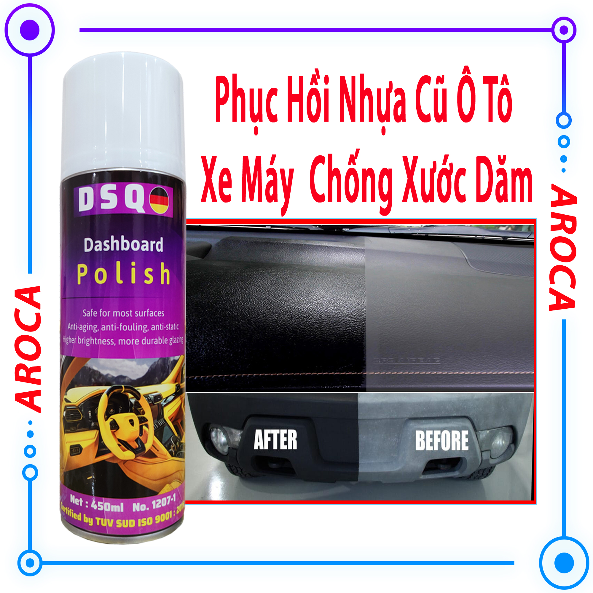 Phục Hồi Nhựa Nhám - Xịt Bóng Dưỡng Nhựa Nhám, Gỗ, Ghế Da, Taplo, Nội Thất Ô tô Xe Máy THIS DB Spray AROCA