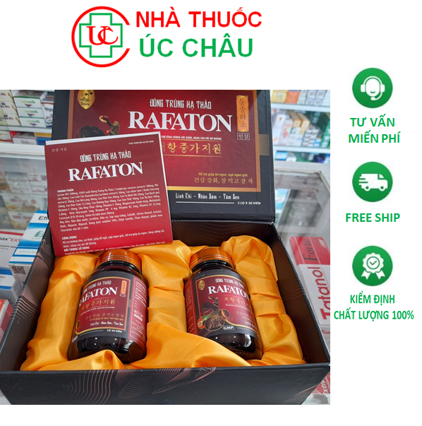 Đông trùng hạ thảo Rafaton, Tăng cường sức khỏe, nâng cao sức đề kháng, Hộp 2 lọ x 30 viên.