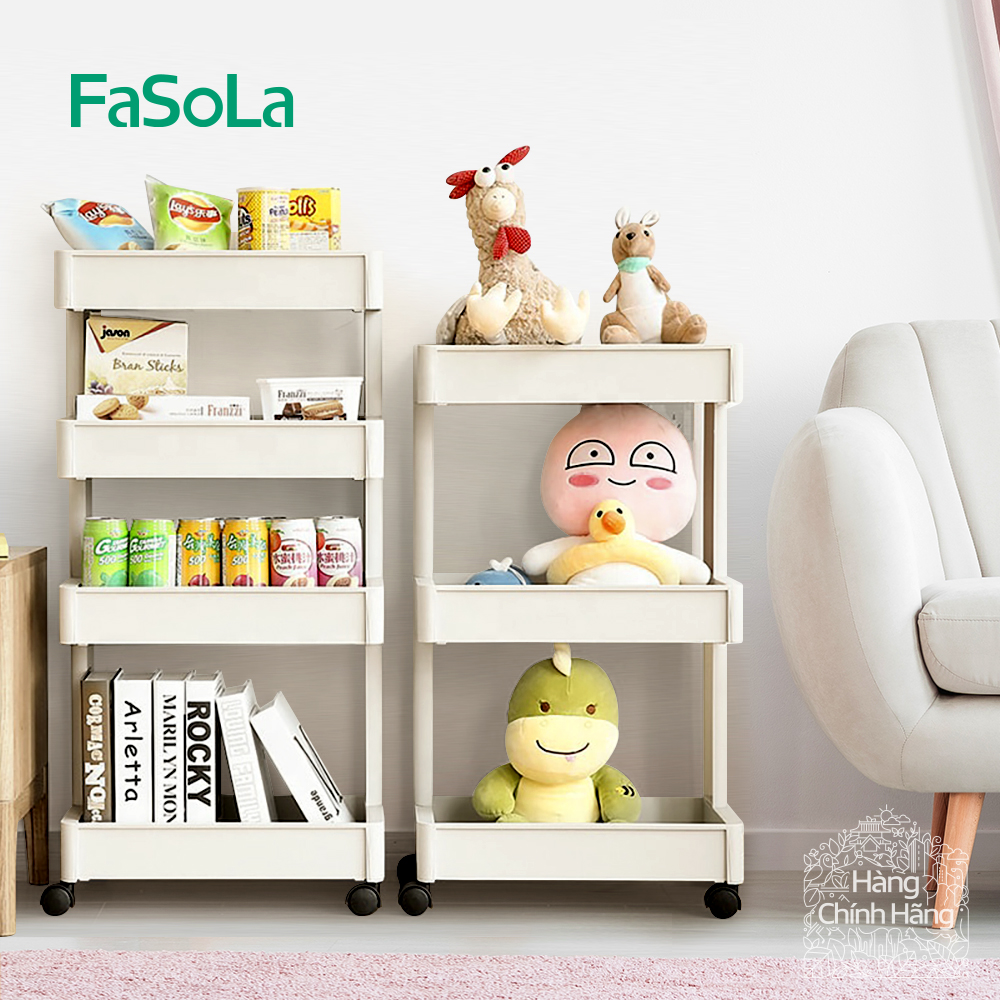 Kệ nhựa 3 tầng, 4 tầng có bánh xe fasola fslry-252-2