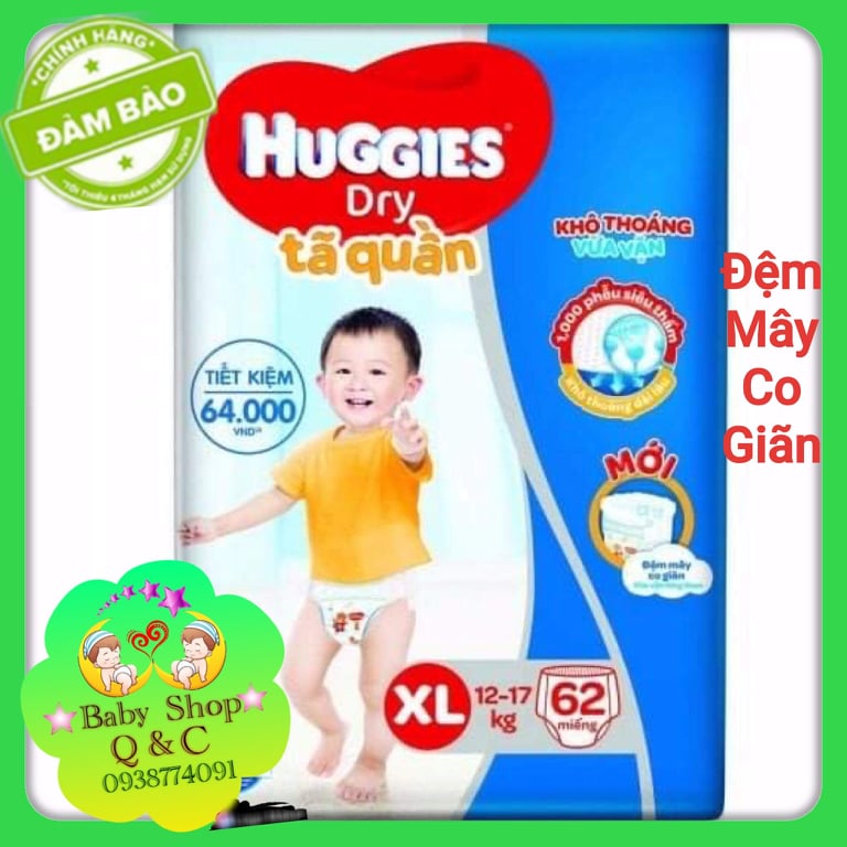 *tã quần huggies size xl62 miếng