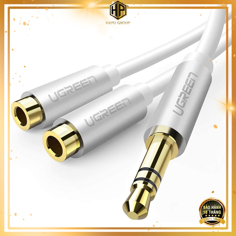 Cáp chia âm thanh Ugreen 10780 ra 2 cổng dài 20cm chuẩn Audio 3.5mm chính hãng - Hapugroup
