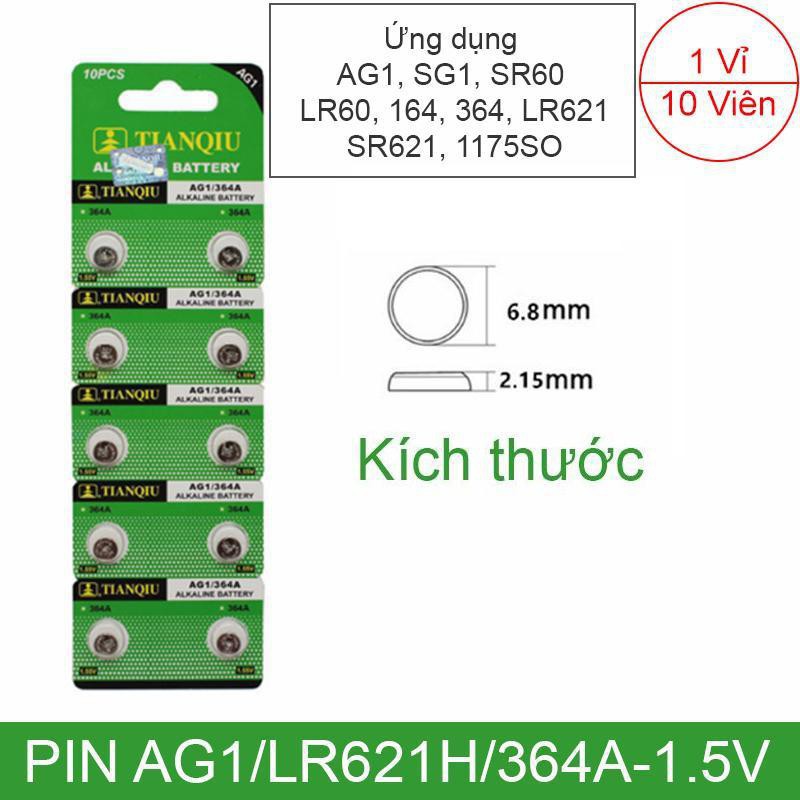 [HCM]1 Vỉ 10 viên pin cúc áo AG1 dùng Cho Điều Khiển Đồng Hồ Đồ Chơi.