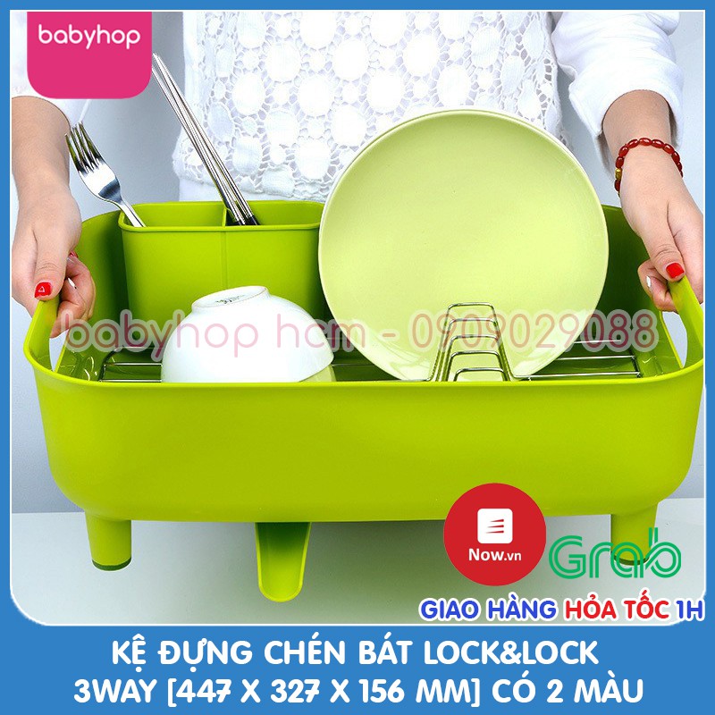 Kệ đựng chén bát lock&lock 3way ldr110 có 2 màu xanh lá và trắng