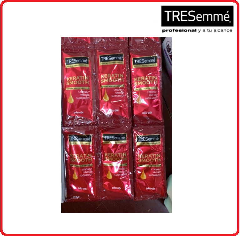 Dầu gội tresemmé keratin smooth tinh dầu argan và keratin vào nếp suôn mượt dây 7g x 10 gói