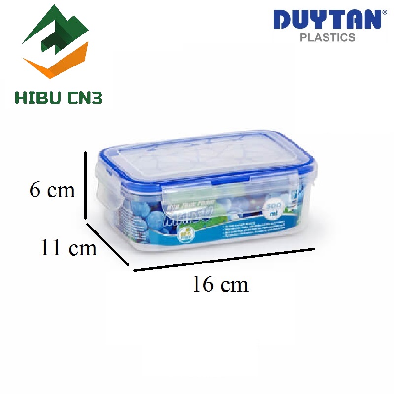 Hộp nhựa chữ nhật đựng thực phẩm Duy Tân Matsu 500ml No.431