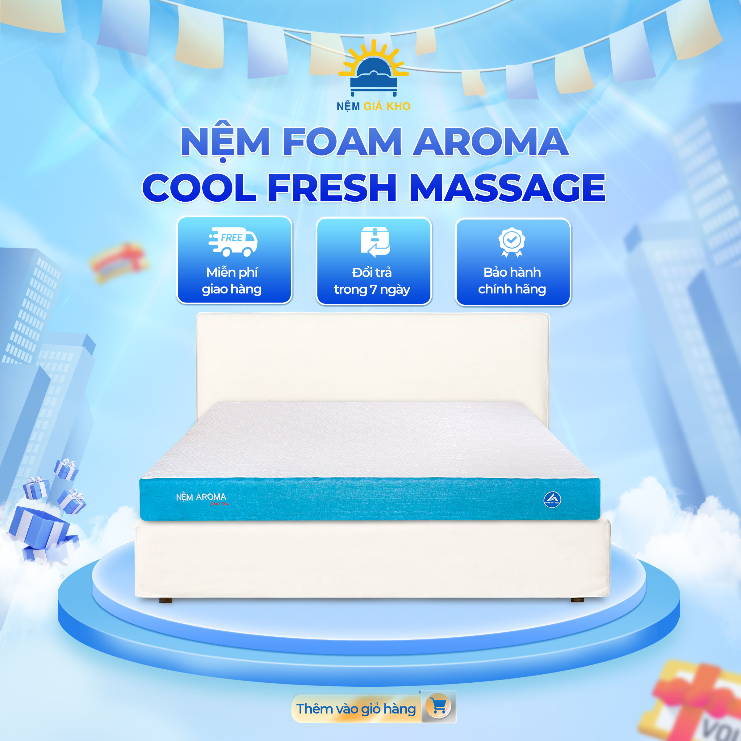 Nệm Foam Aroma Cool Fresh Massage - Chính Hãng