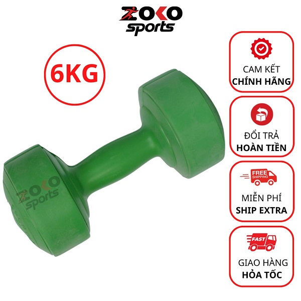Tạ tay nhựa 6kg, quả tạ tay bọc nhựa đã nhồi