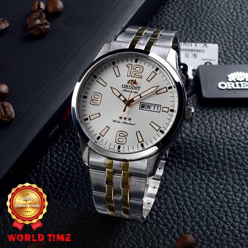 Đồng hồ nam orient sab0b005wb full box , sổ bảo hành toàn quốc, chống nước, dây thép demi