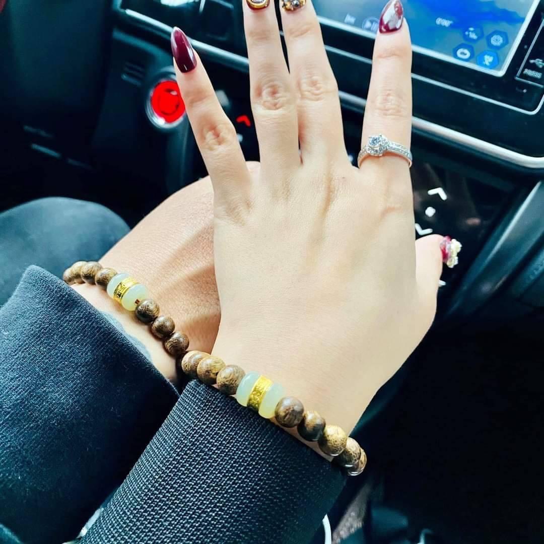 Chuỗi Vòng Trầm Tốc Mix Lu Thống Bạch Ngọc, Vòng Tay Trầm Thiên Nhiên, Vòng Trầm Phong Thủy Cầu Bình An - Tài Lộc - Bình An