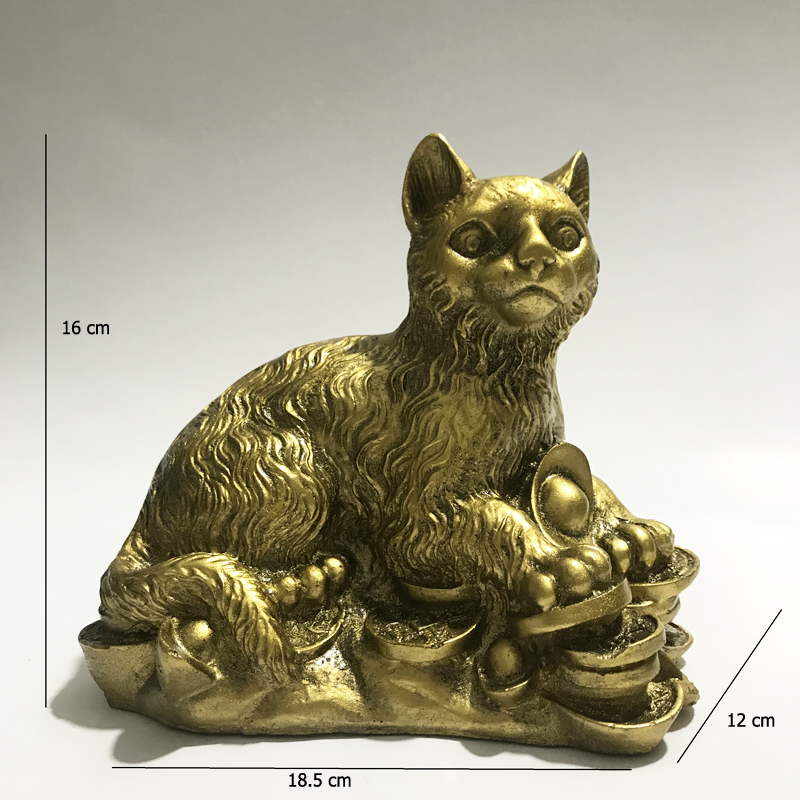 [HCM]Tượng đá mèo đại mạ đồng