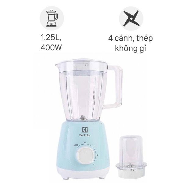 Top 5 máy xay sinh tố bán chạy nhất, máy xay sinh tố electrolux giá rẻ, máy xay sinh tố electrolux ebr3416 xay sinh tố trái cây hoặc các loại ra củ quả, lưỡi cắt 4 cánh bằng chất liệu thép không rỉ giúp xay và trộn hiệu quả.