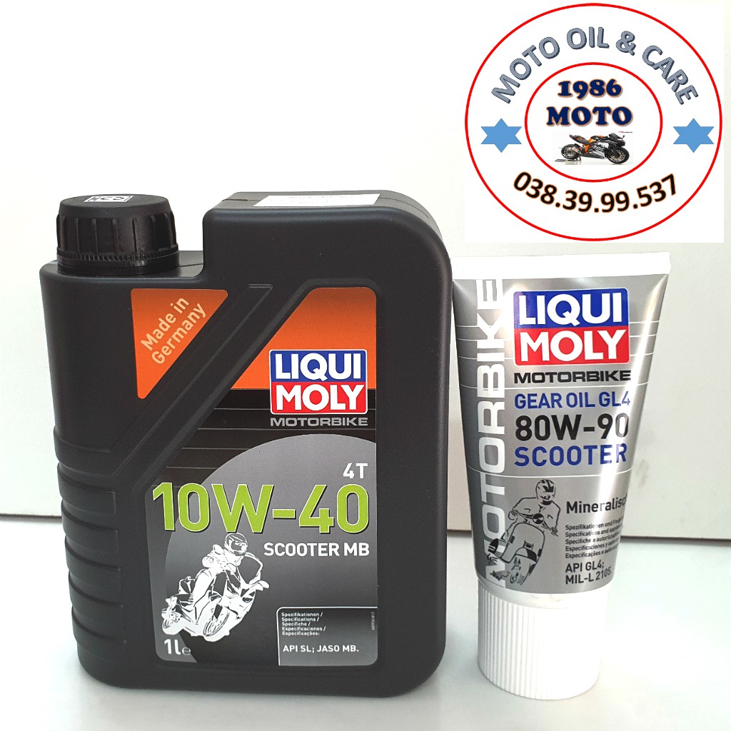 [HCM]Combo nhớt Liqui Moly Scooter 10w40 1l + nhớt láp liqui 80w90 150ml sản phẩm chất lượng an toàn hiệu quả và thân thiện với môi trường