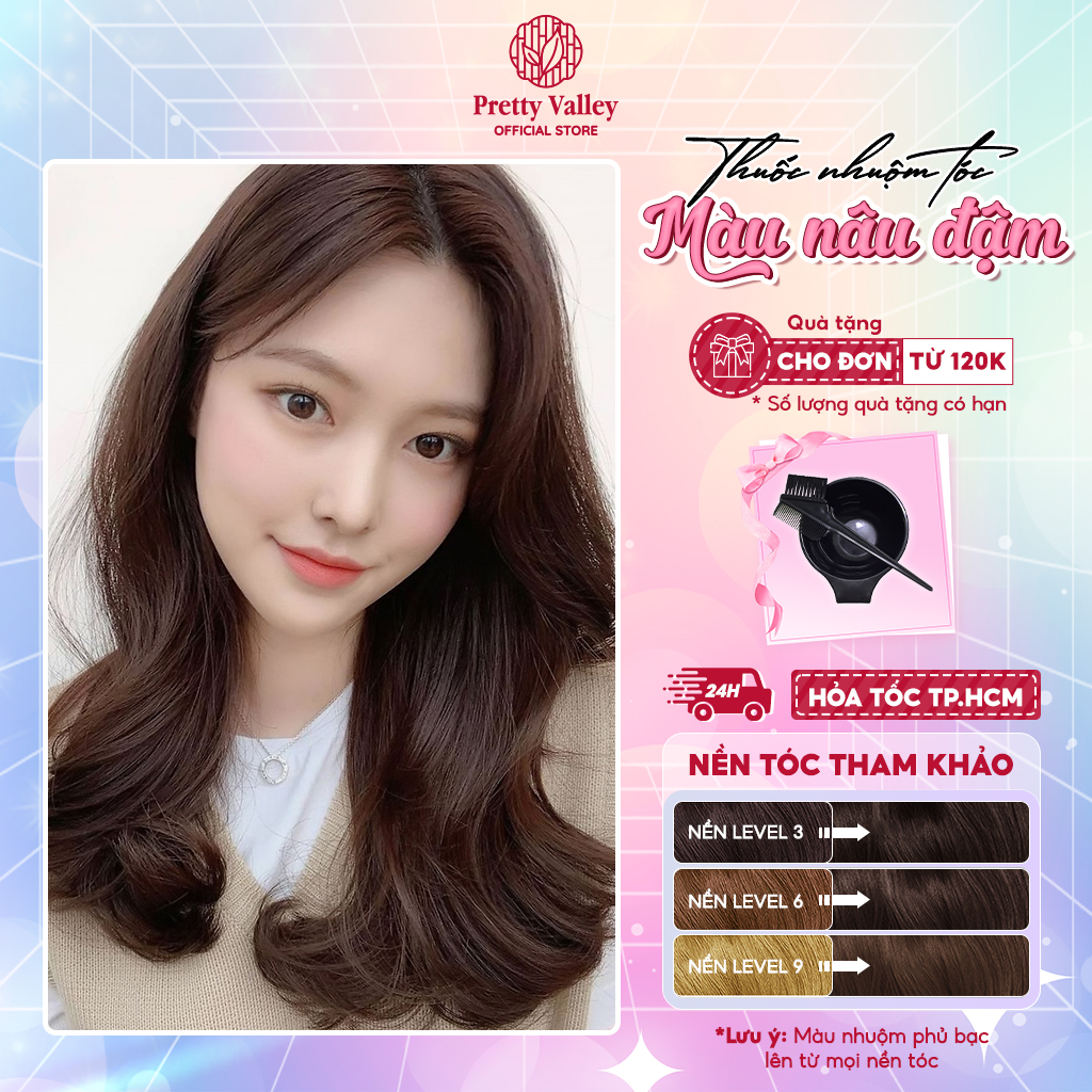 Thuốc nhuộm tóc, thuốc nhuộm màu NÂU ĐẬM Molokai siêu dưỡng - Pretty Valley Hair