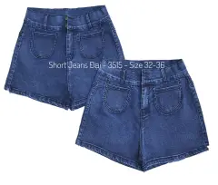 Quần short jean nữ Big Size lưng cao trên rốn, 2 nút, co dãn mạnh, phom rộng rãi dành cho người béo 60kg~90kg 3516 Molijeans - MoliJeans