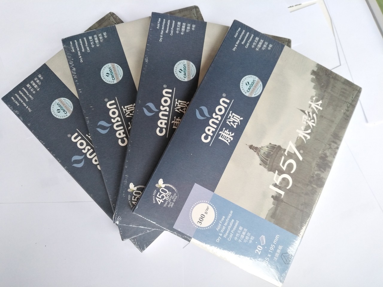 Sổ canson 1557 khổ a4 300gsm dùng cho vẽ marrker, màu nước