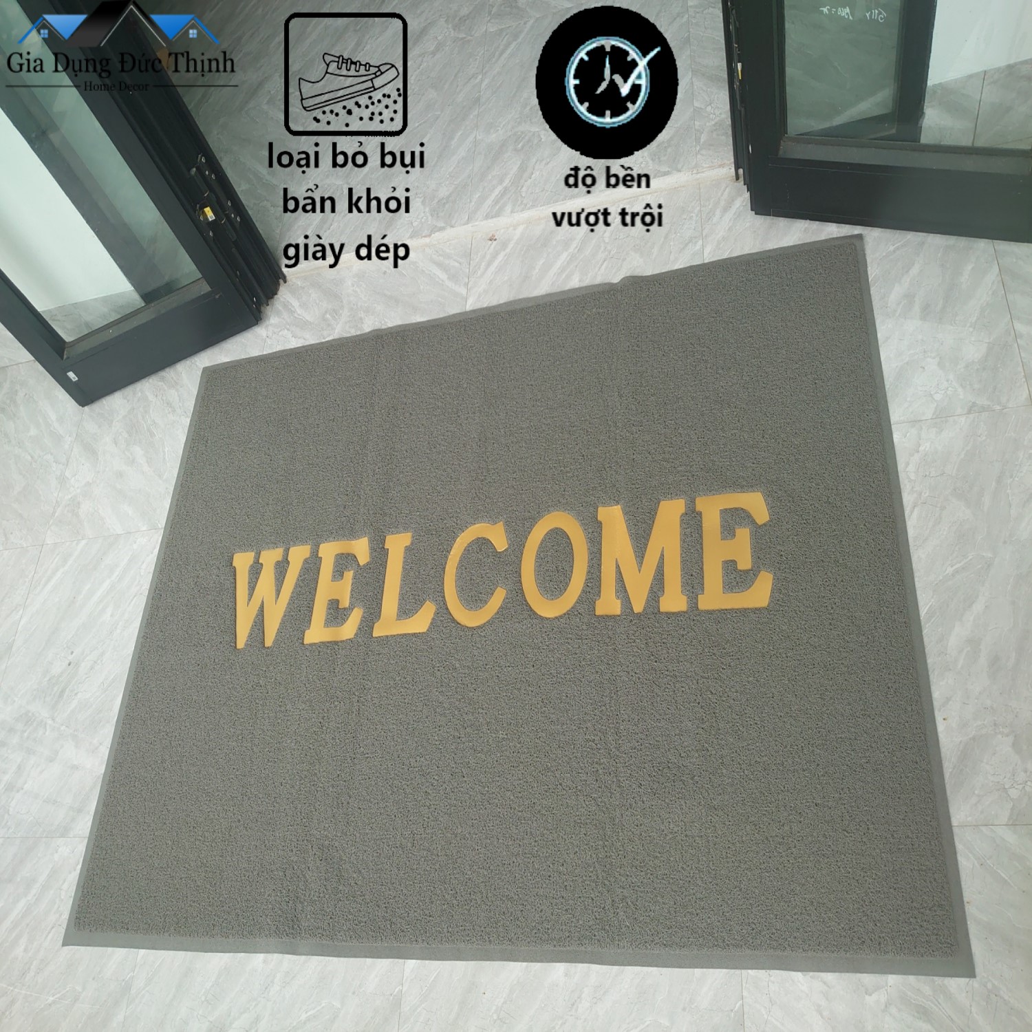 Thảm chùi chân nhựa welcome 120x180cm. Thảm trải sàn chống trơn.