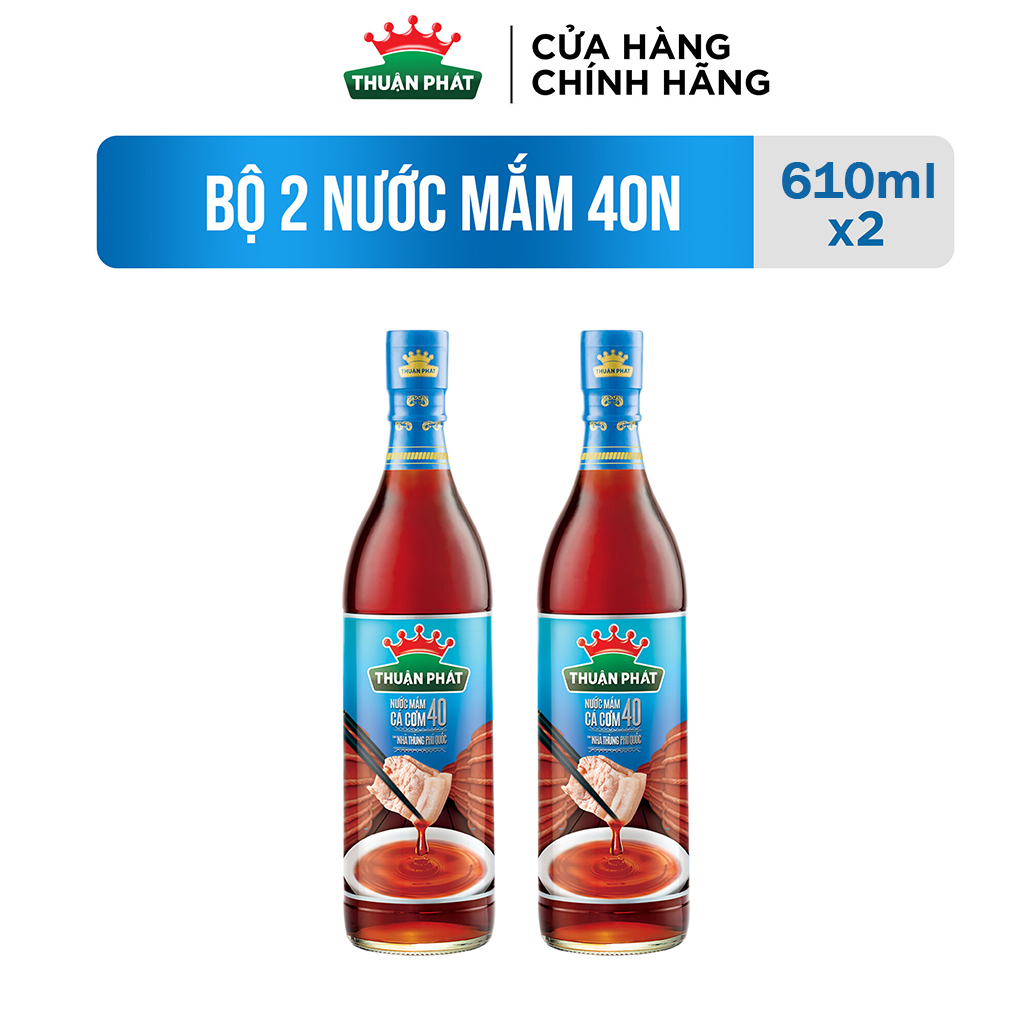 Bộ 2 nước mắm cá cơm Thuận Phát 40 độ đạm 610ml Từ nước cốt nhĩ cá cơm Phú Quốc