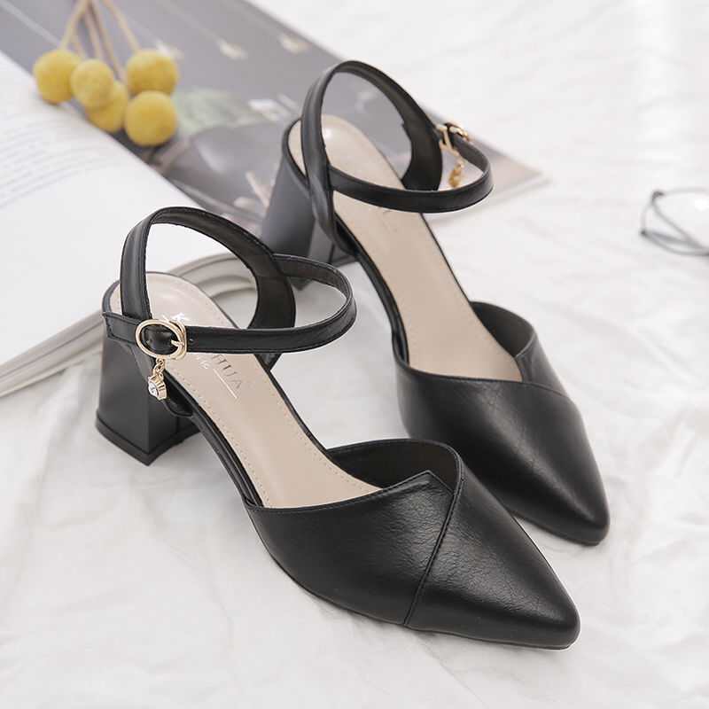 Hàng full box sandal nữ cao gót mũi nhọn đế cao 5cm chất da mềm kiểu dáng thời trang tinh tế kèm clip
