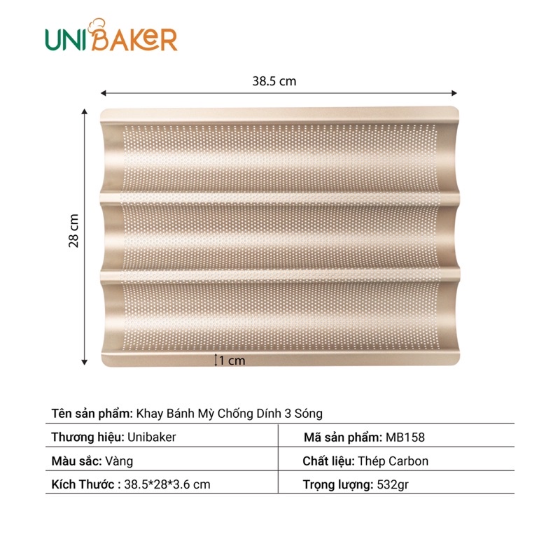 Khay bánh mì 3 sóng size vừa Unibaker