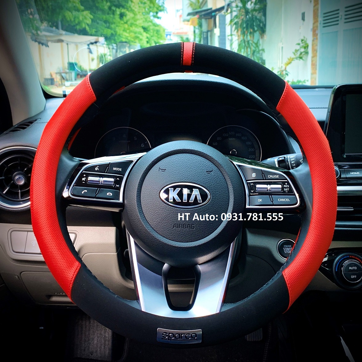 Bọc Vô Lăng SPARCO Nhung - Da PU 103RS/103BK