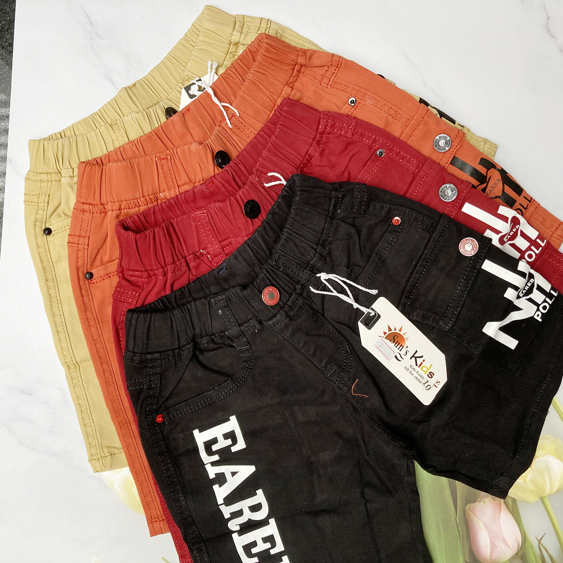 Quần short đùi kaki thun cho bé trai từ 23kg đến 36kg QT23