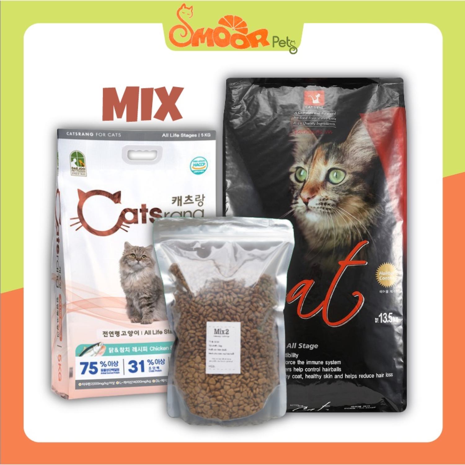 Thức ăn hạt cho mèo Mix Catsrang Cat's Eye 1kg - Smoor petshop