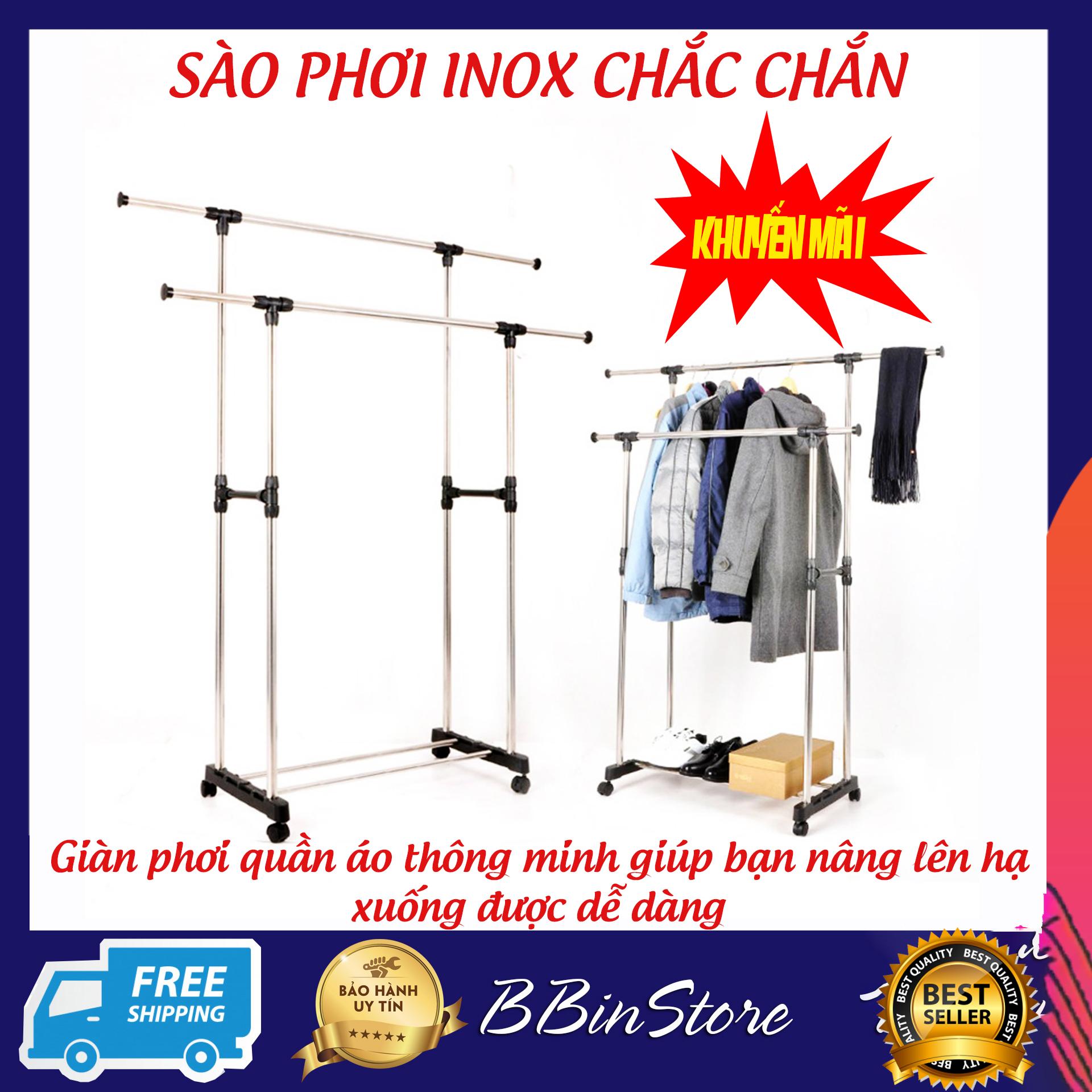 Sào Phơi Inox Chắc Chắn - Thiết Kế Với Kiểu Dáng Thông Minh, Giúp Tiết Kiệm Không Gian Trong Nhà Bạn, Dễ Dàng Lắp Đặt - Cây Phơi Quần Áo, Kệ Treo Phơi Quần Áo, Cây Phơi Đồ Gia Đình - Giảm Giá Hấp Dẫn - BBinstore.
