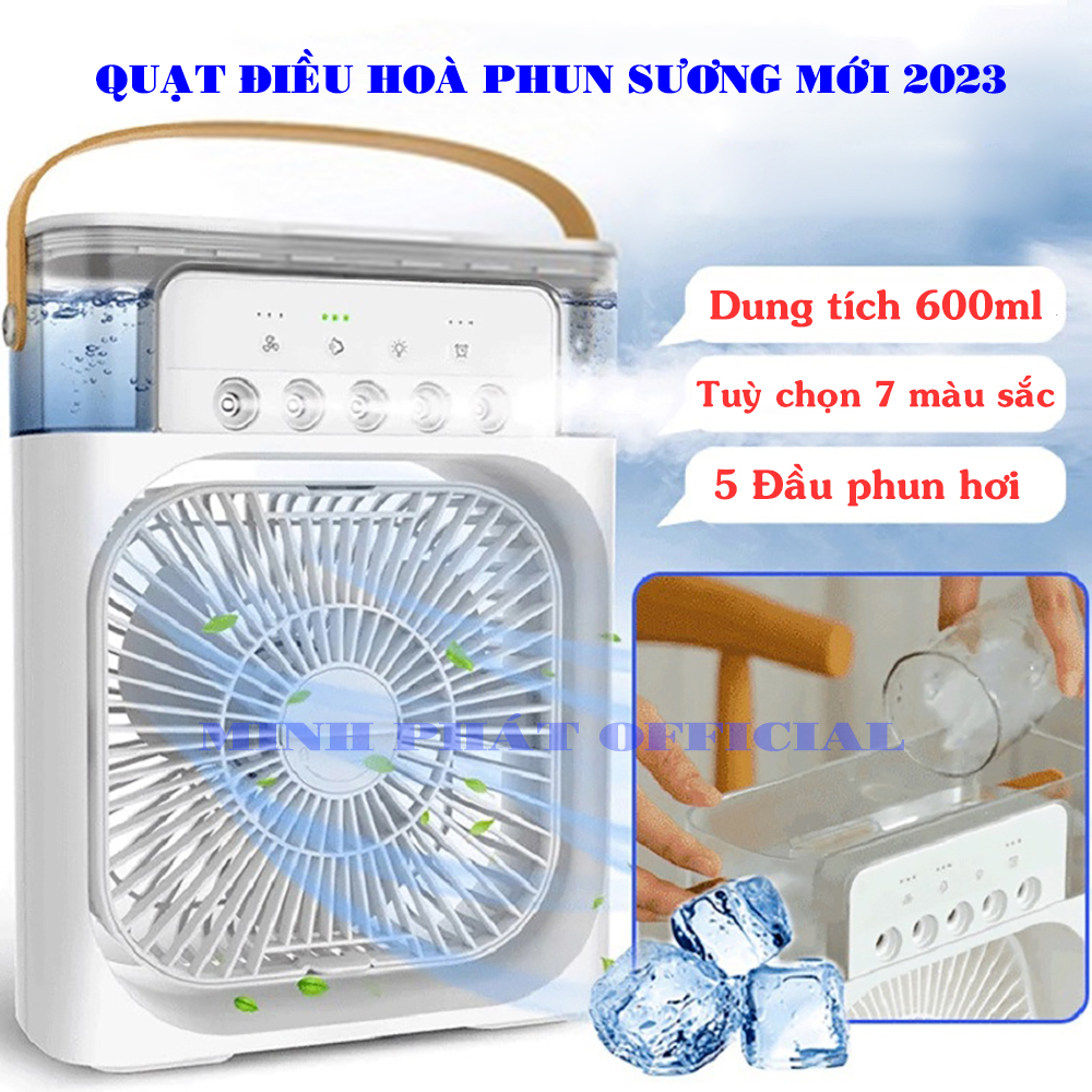 Quạt hơi nước mini để bàn quạt gió làm mát tạo ẩm Quạt điều hòa hơi nước dung tích 600ml làm mát bằng đá nhanh hơn nhiều