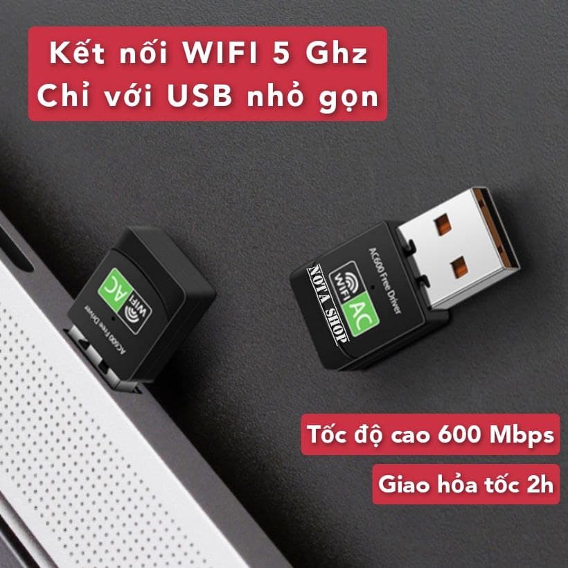 [Hỏa Tốc - BH 6 TH] USB WiFi Bluetooth 5.0 + Anten thu WiFi 5Ghz 600 Mbps - 1300 Mbps + auto driver 2 trong 1 tiện lợi và giá rẻ cho pc laptop gaming